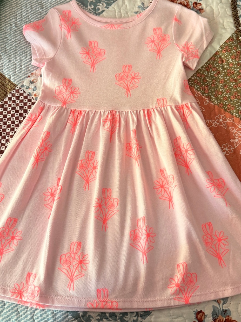 Cat & Jack Pink Dress with Neon Pink Floral Print